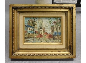 Original Oil On Canvas Signed Russo In Gold Brushed Wood Frame
