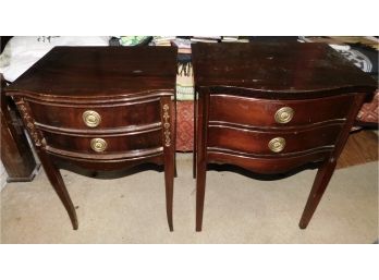 Vintage Pair Of Mahogany Two Drawers End Tables