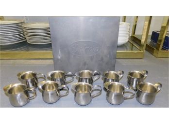 Set Of Lion General Bently Stainless Steel Creamers With Metal Box