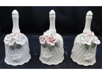 Set Of Porcelain Hand-painted Bells With Fine Bone China Floral Pattern