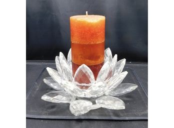 Crystal Flower Candle Holder With Candle