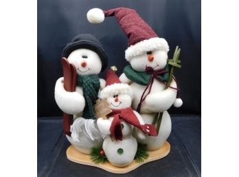 Holiday Plush Snowman Home Decor On Stand