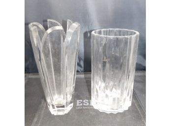 Lovely Solid Cut Glass Vase With Crystal Vase