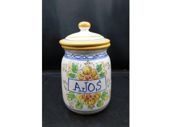 Lovely Hand-painted Jar With Lid Ajos