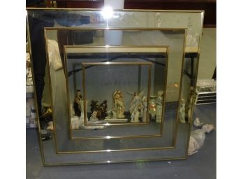 Mid-Century Lovely Square Panel Glass Wall Mirror