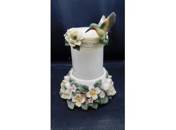 Decorative Ceramic Floral Candle Holder With Candle