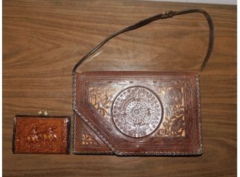 Lovely Vintage Leather Hand Bag With Wallet