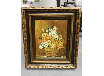 Vintage Floral Oil On Canvas Framed