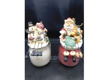 Pair Of Cherished Home Collection Candle Toppers With Candles