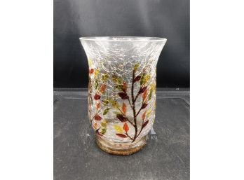 Lovely Crackle Glass Floral Pattern Vase