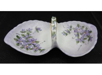 Lovely Hand Painted Porcelain Jewelry Holder With Handle