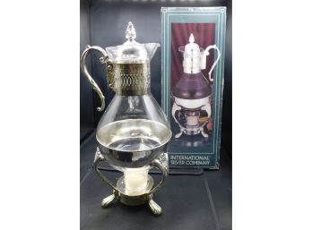 Vintage Silver Plated Glass Coffee Carafe By The International Silver Company With Box