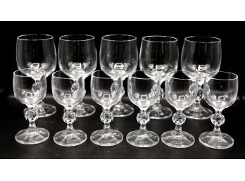 Lot Of 5 Pedestaled Drinking Glass Plus 6 Pedestaled Shot Glasses
