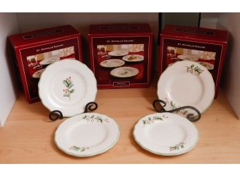 St Nicholas Square - Holly Berry Collectable Dish Set - 3 Boxes - 12 Appetizer Plates