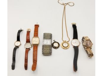 Lot Of 8 Watches/clocks -BENRUS, Carriage Timex, Infinity, Andre Bouchard, Alexis,
