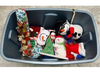 Lot Of Assorted Christmas Decorations - Bin Included
