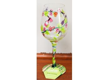 Lolita - 'Wine Tasting' Wine Goblet - Hand Painted W/ Recipe On Bottom -