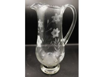 Beautiful Etched Floral Design -  Pitcher