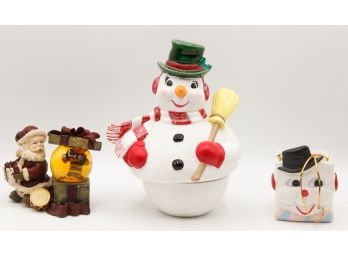 Lot Of 3 Ceramic Christmas Figurines