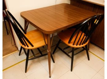 Wooden Kitchen Table W/ 2 Wooden Chairs - Table L29' X H29' X D40' - Chairs L17' X H36' X D19.5'
