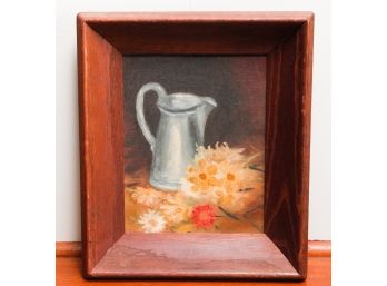 Beautiful Still Life Painting On Board - Wooden Frame - L12' X H13.5' X D2.5'