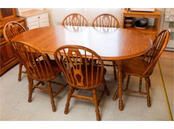 Beautiful Wooden Table W/ 6 Chairs - Table L71' X H29' X D39' - Chairs L17' X H35'' X D18'