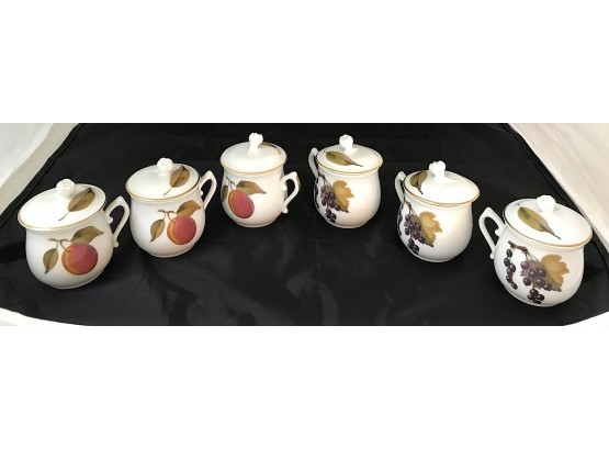 6 Royal Worcester Flameproof Porcelain Covered Cups - Evesham