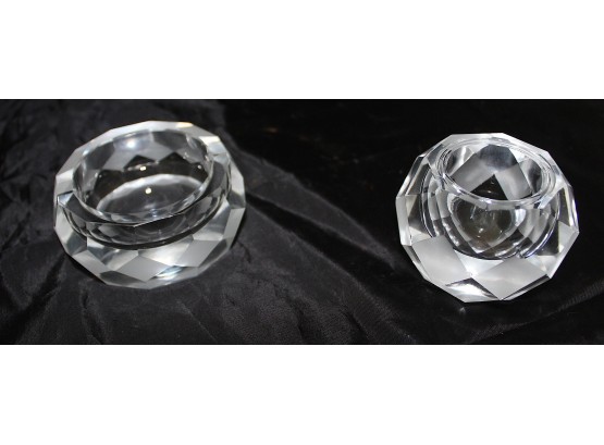 Crystal Ashtray And Candle Holder