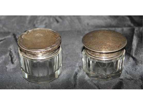 Pair Of Glass Jars With Alvin Sterling Lids