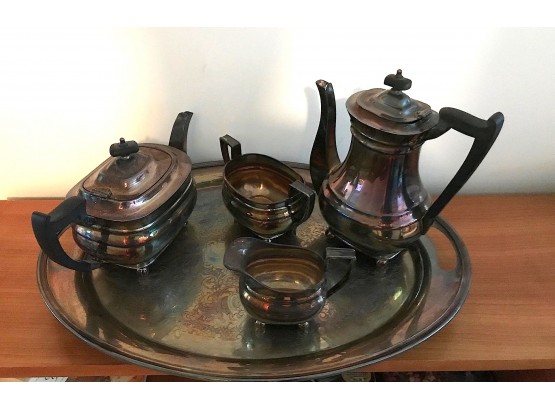 Silver Plated Tea Set With Tray