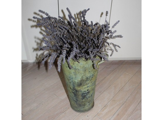 Metal Vase With Dried Lavender