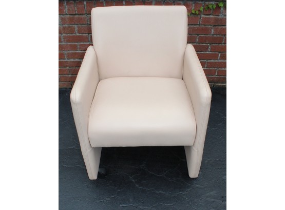 Custom Pink Vinyl Chair On Casters