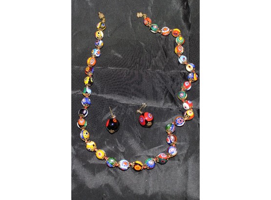 Murrano Glass Necklace And Earrings