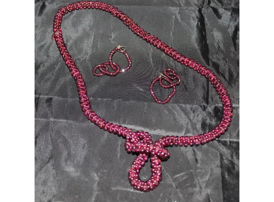 Garnet Necklace And Earrings