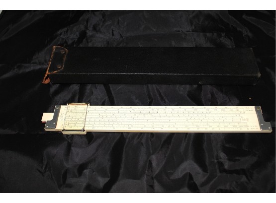 Keuffel & Esser Vintage White Slide Ruler With Leather Case
