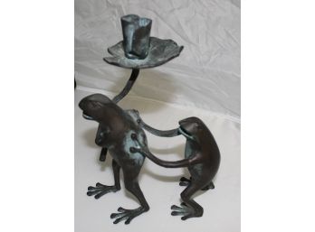 Metal Frog Candlestick