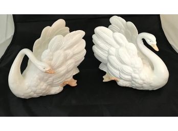 Pair Of Ceramic Swans