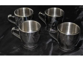4 Crate And Barrel Stainless Steel Demitasse Cups