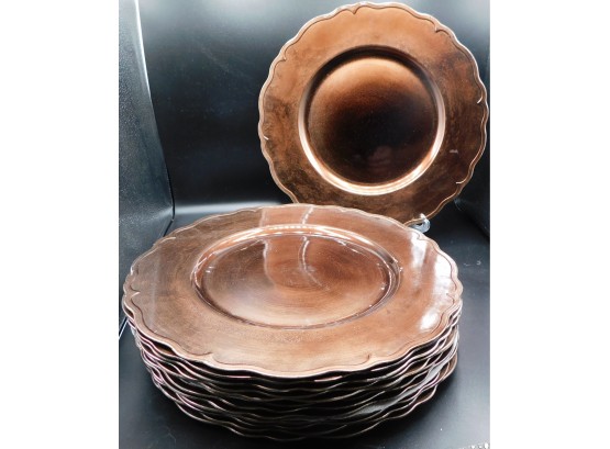 Set Of 12 Copper Plastic Charger Plates