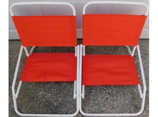 Pair Of 2 Collapsible Red Beach Chairs