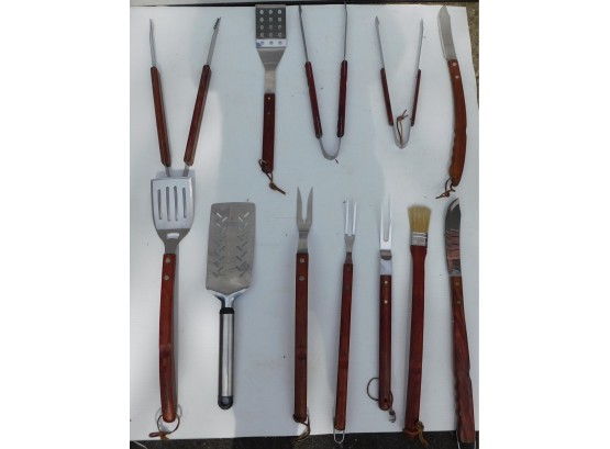 Lot Of Assorted Stainless Steel Barbecue Utensils