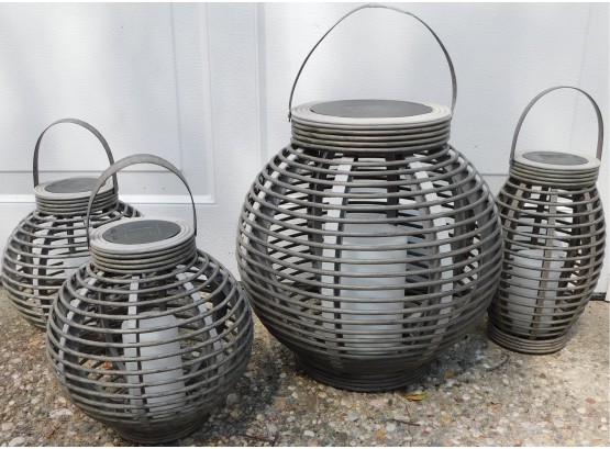 Lot Of 4 Assorted Beige Outdoor Lanterns