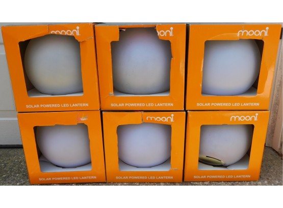 Lot Of 6 Mooni Solar Powered White Orb Led Lanterns In Boxes