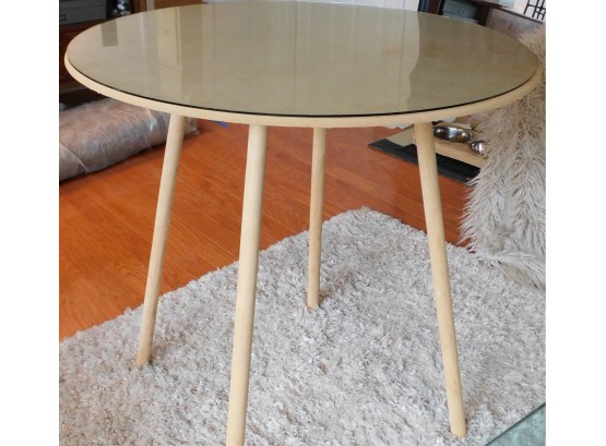Round Decorator Table With Removable Glass Top