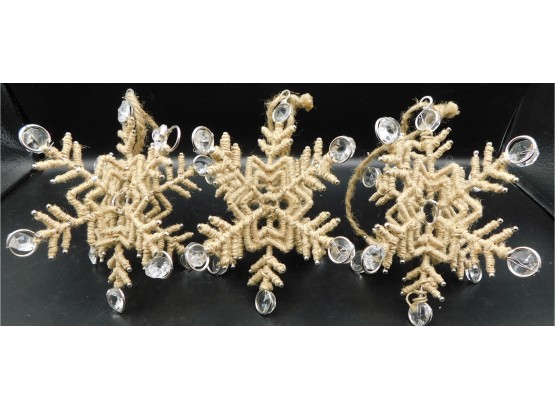 Set Of 3 Hanging Ornaments With Decorative Crystals