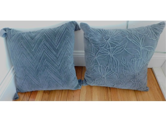 Pair Of 2 Decorative Gray/Blue Living Room Pillows