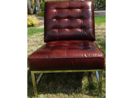 Stylish Modern Sunton Enterprises - Brown Leather Chair With Metal Frame