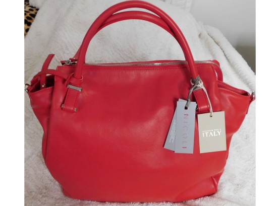 Brand New Nicoli Italian - Red Leather Handbag
