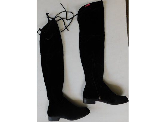 Catherine Maladrino Black Suede Knee High Boots - Women's Size 9