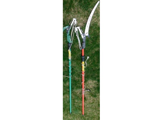 Pair Of Extended Length Pole Pruning Tree Trimmers